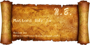 Mattoni Béla névjegykártya